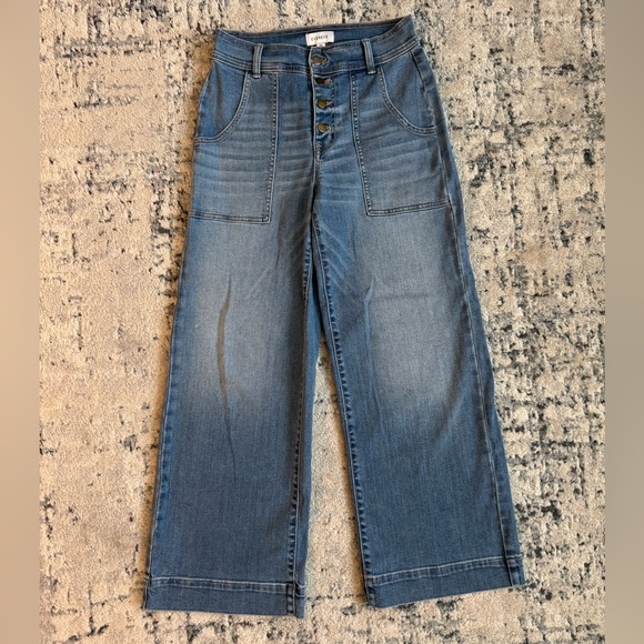 Evereve Light Blue Wide Leg Flare Jeans Size 28 - Picture 3 of 7
